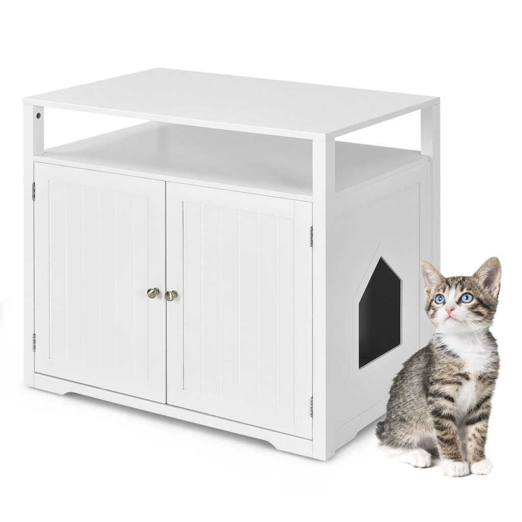 Litter Box Enclosure with Adjustable and Removable Divider